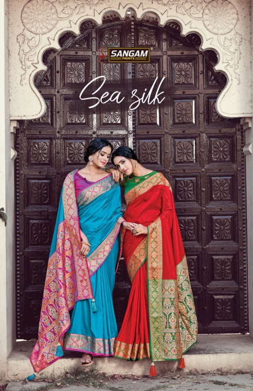 Sangam Prints Sea Silk Designer Sarees Collection At Wholesa...