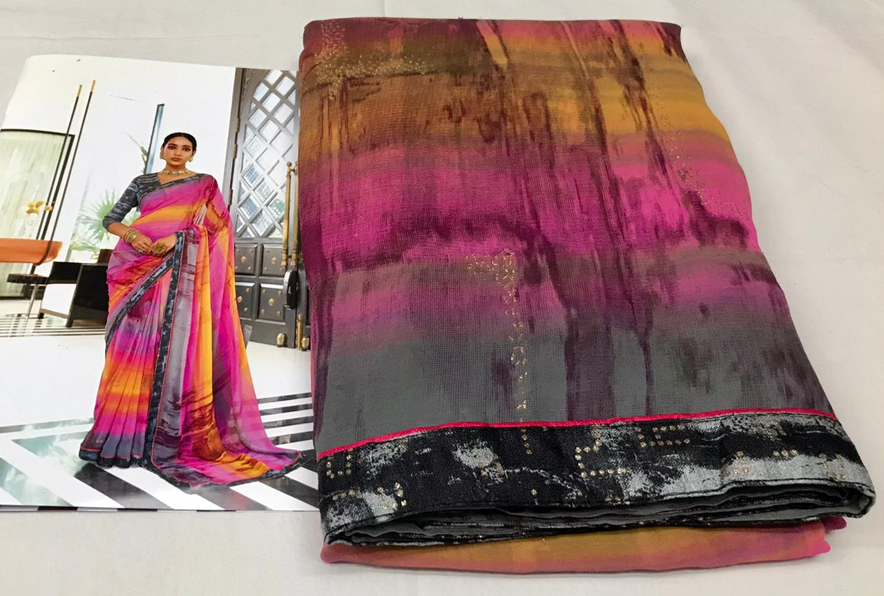 Nobel Georgette With Fancy Border Sarees Collection At Whole...