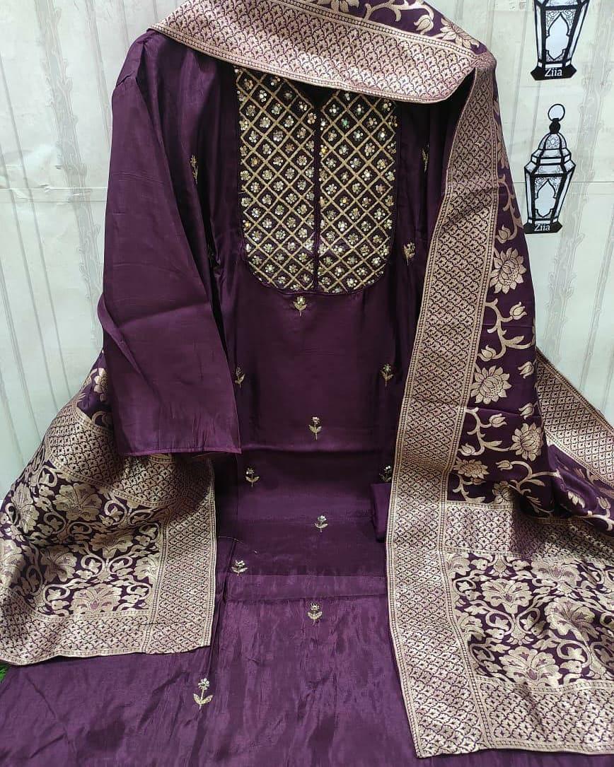 Cotton With Embroidery Work Dress Material At Wholesale Rate