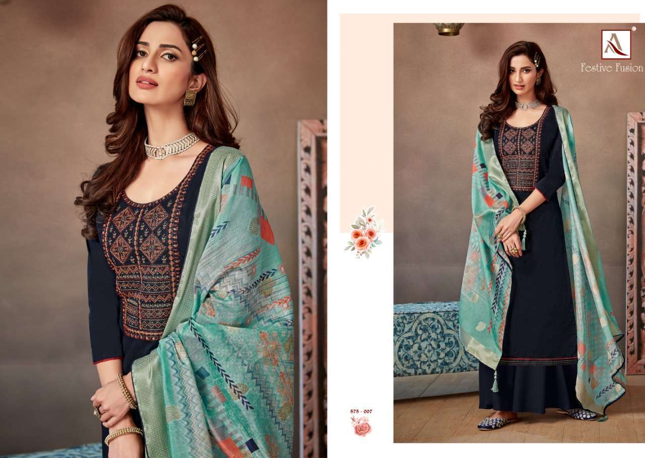 Alok Suits Festive Fusion jam cotton with work salwar kameez...