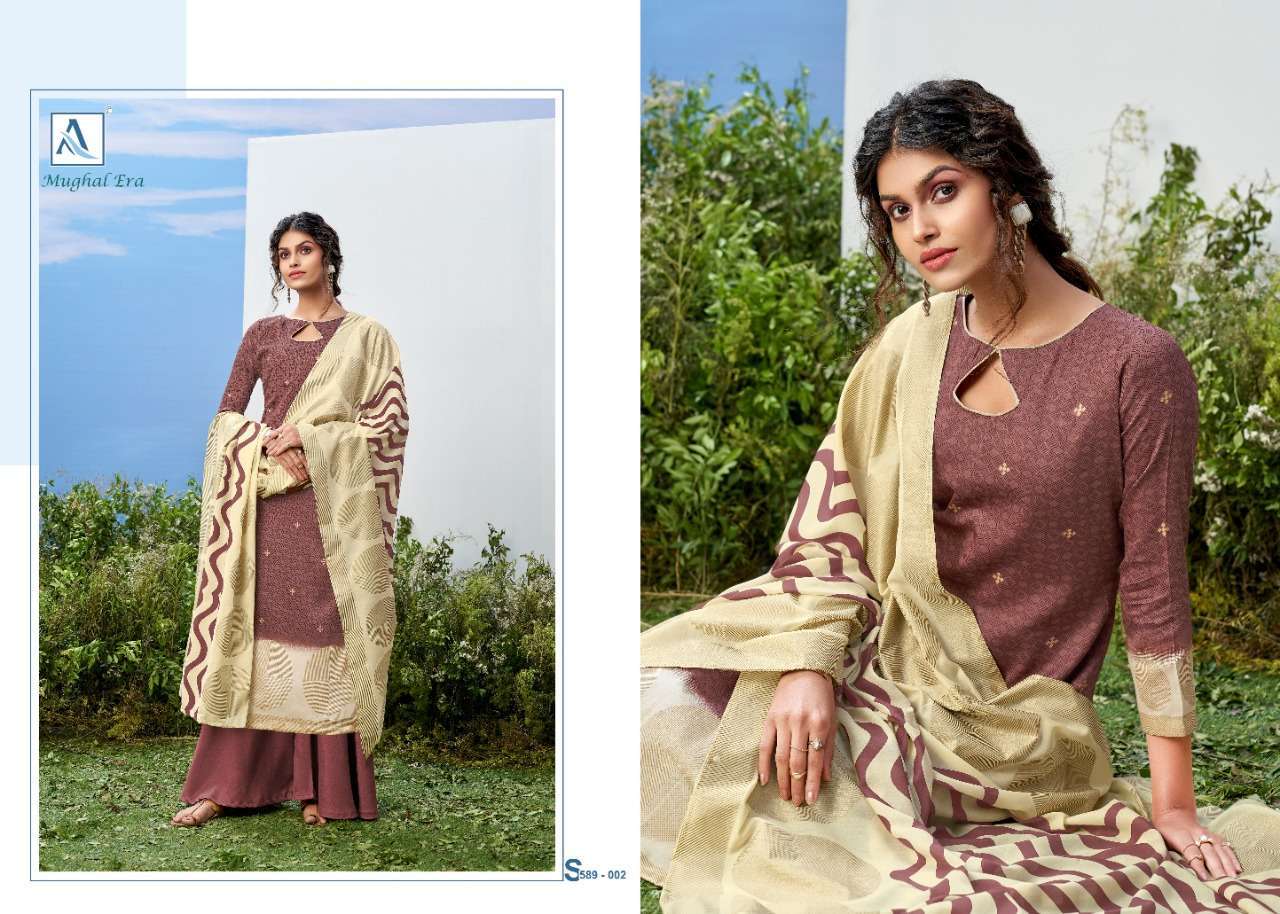 Alok Suits Mughal Era  Pure Jam Designer Gold Print Dress Ma...