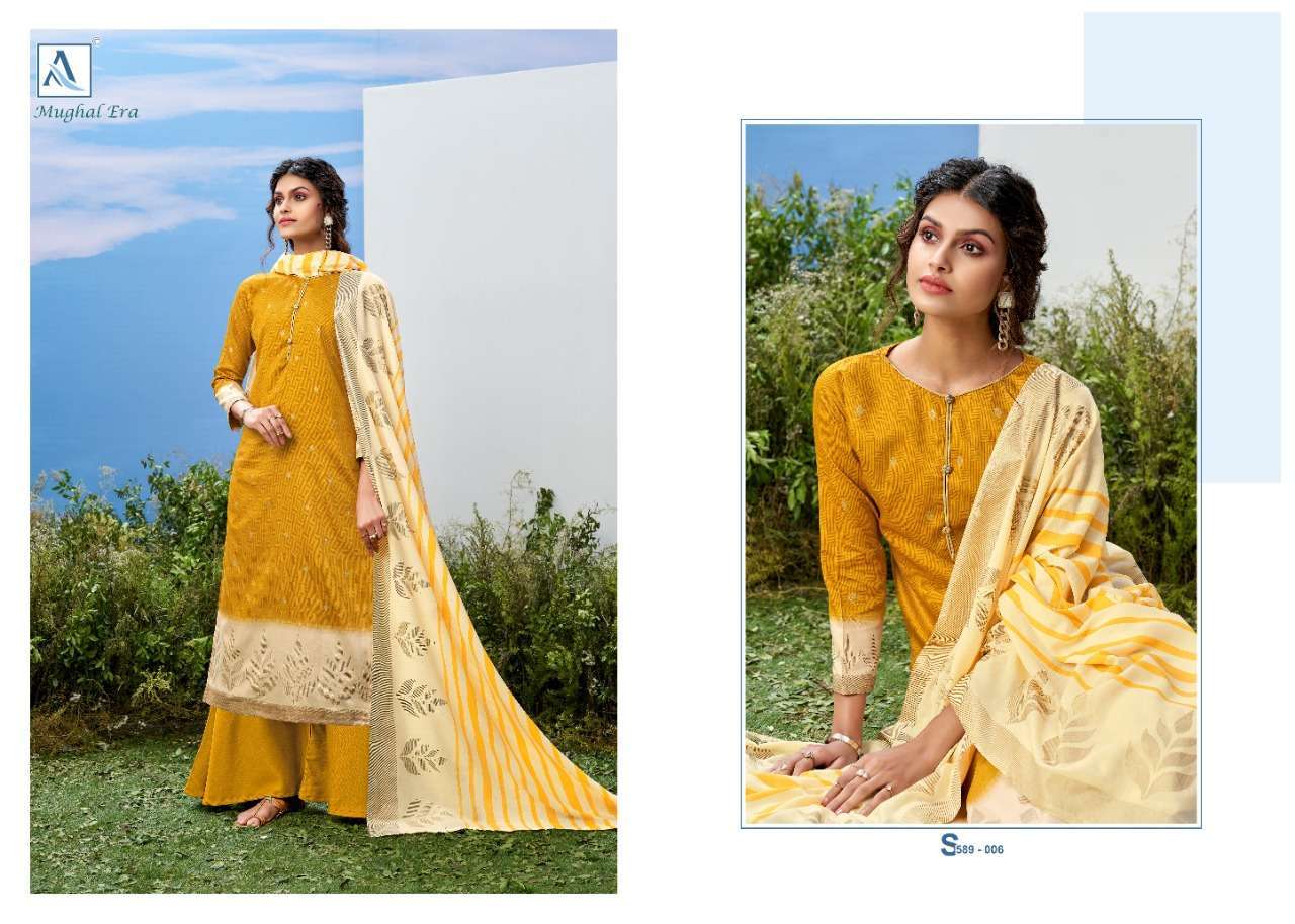 Alok Suits Mughal Era  Pure Jam Designer Gold Print Dress Ma...