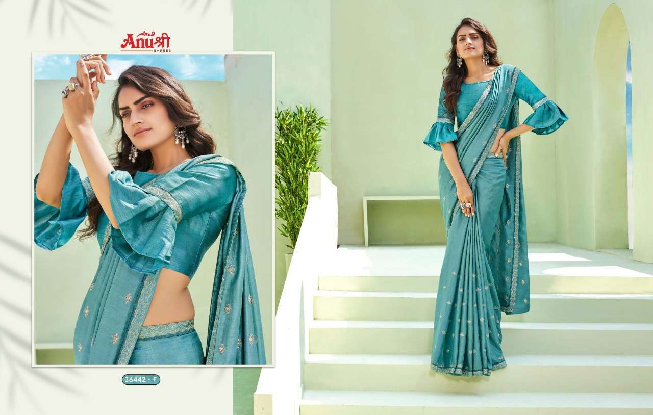 Anushree Aarshi Georgette With Embroidery Work Bord saree co...