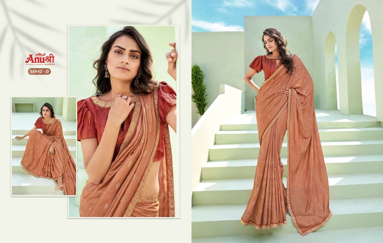 Anushree Aarshi Georgette With Embroidery Work Bord saree co...