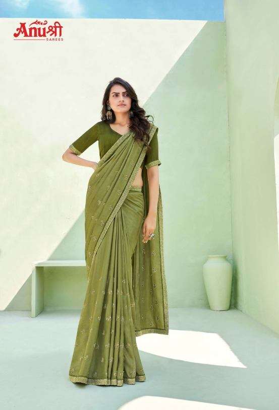 Anushree Aarshi Georgette With Embroidery Work Border Sarees...