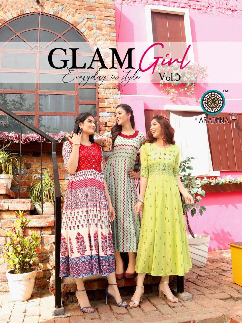 Aradhna Glam Girl Vol 5 Rayon With Work Kurtis collection at...