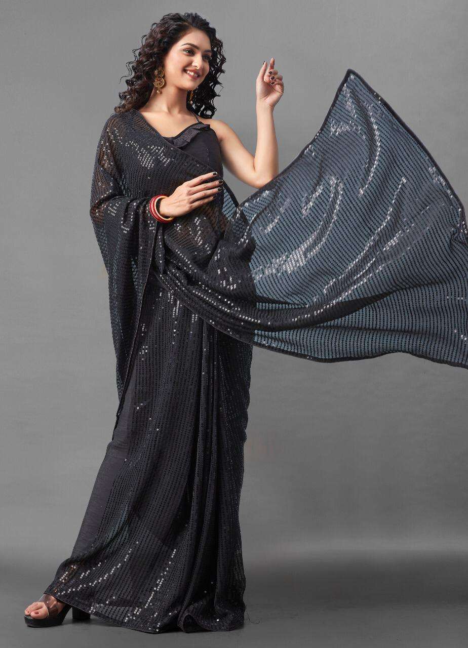 Black Georgette Party wear saree collection