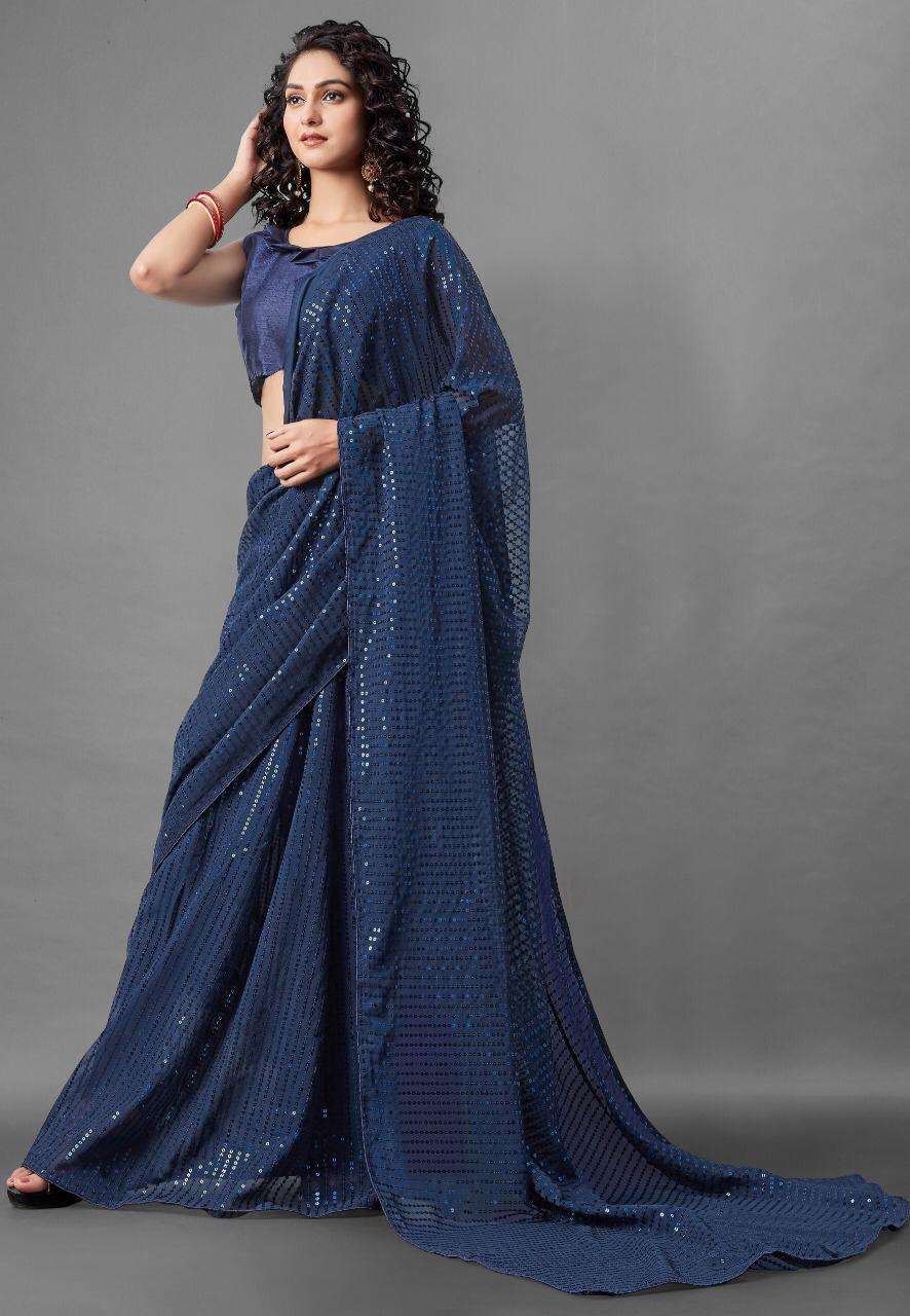 BLUE GEOREGTTE PARTY WEAR SAREE COLLECTION