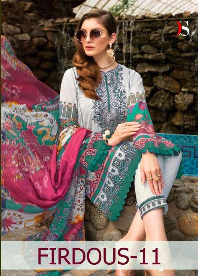 Deepsy Suits Firdous Vol 11 Pure Cotton With Embroidery Work...