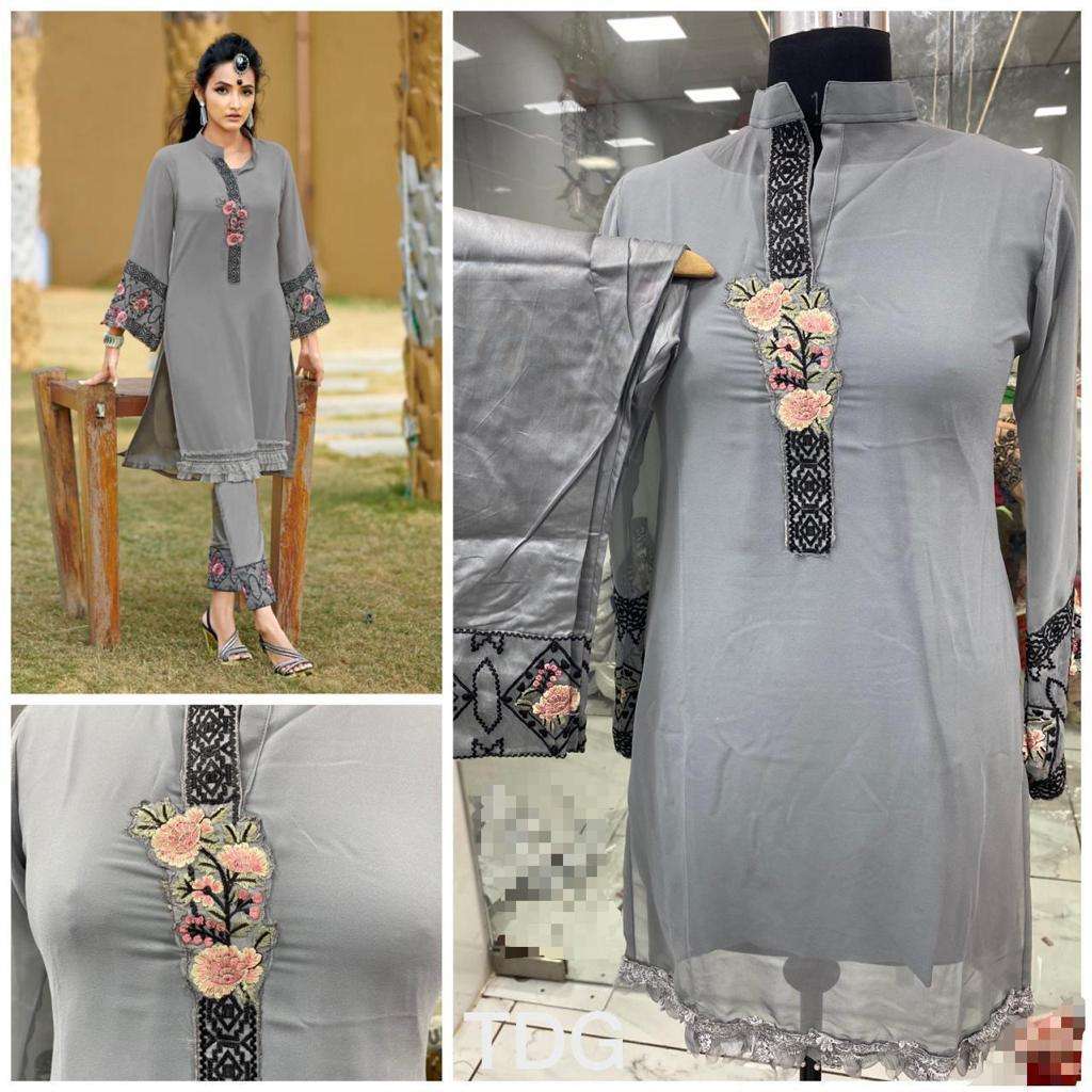 GREY Georgette Kurti with paint collection