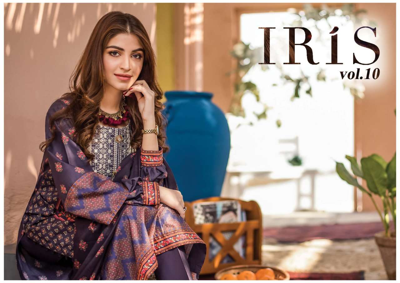 Iris Vol 10 Pure cotton Karachi Print Regular Wear Drees Mat...