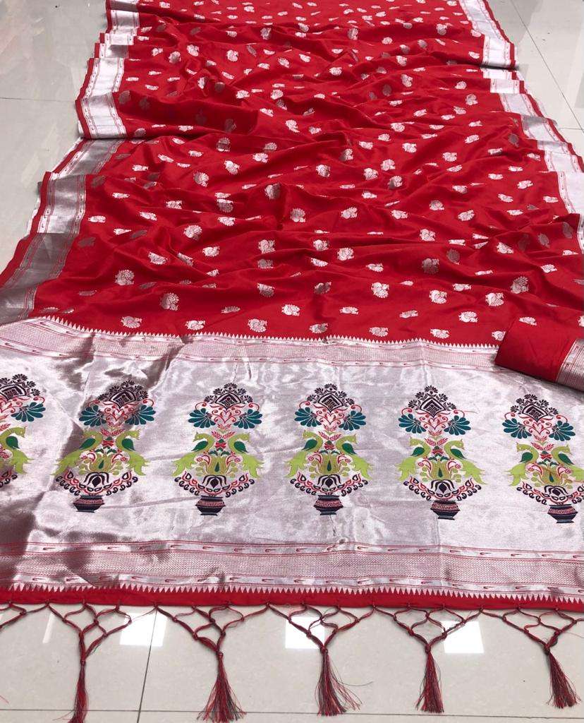 Kalaapi Silk Soft Silk With Silver Zari party wear Sarees Co...