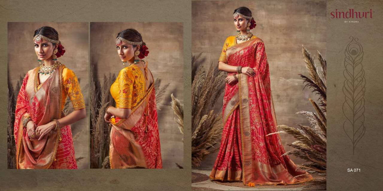 Kimora Sindhuri Bandhani Silk With Bandhej Print Sarees 071