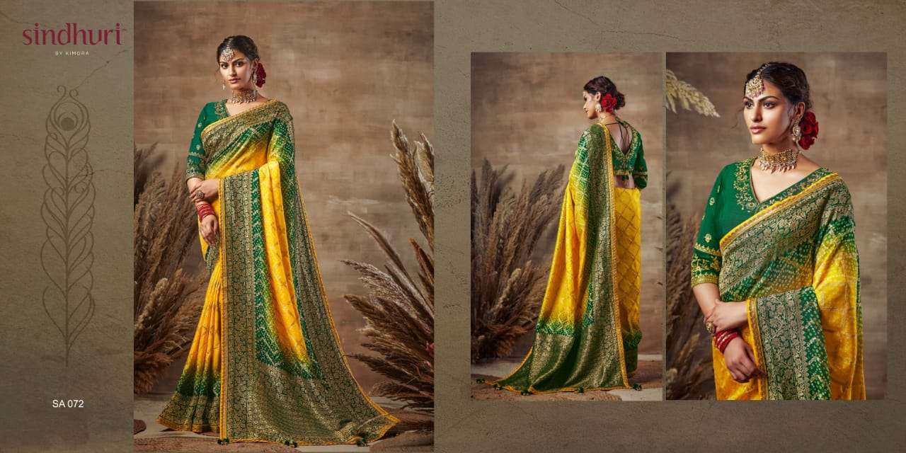 Kimora Sindhuri Bandhani Silk With Bandhej Print Sarees 072