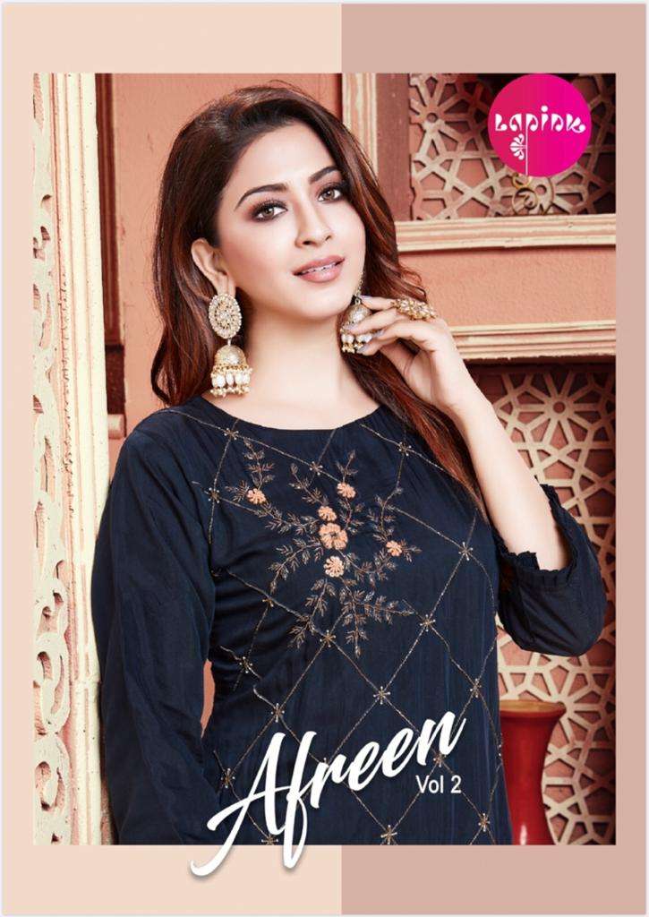 LA Pink Afreen Vol 2 Georgette With Embroidery work Kurti Wi...