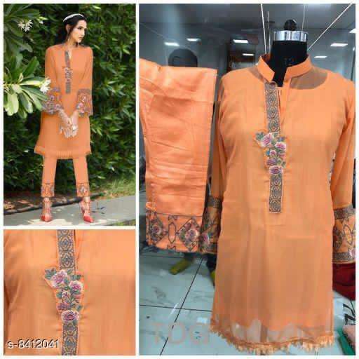 orange Georgette kurti with pint collection