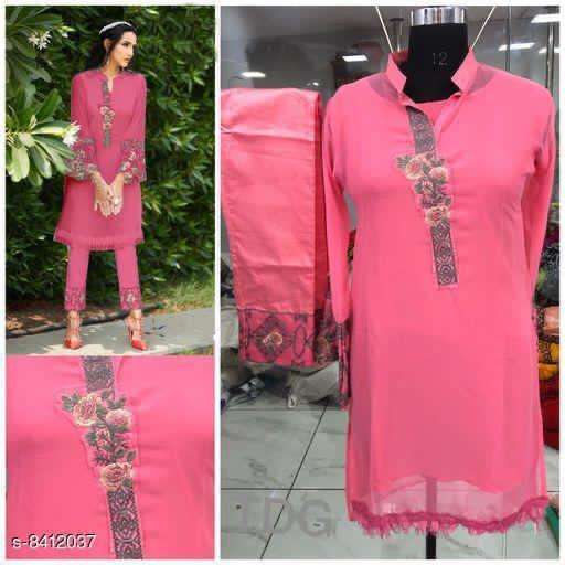 Pink Georgette Kurti with paint collection