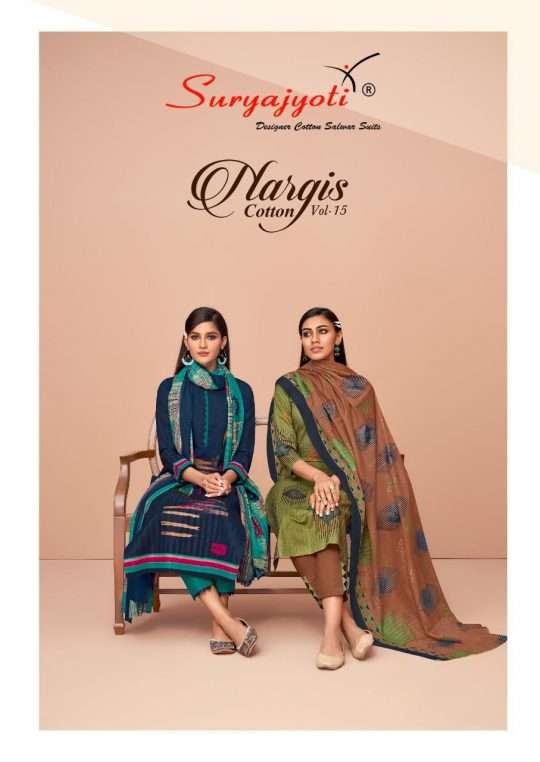 Suryajyoti Nargis Vol 15 Pure Cotton Printed Dress Material ...