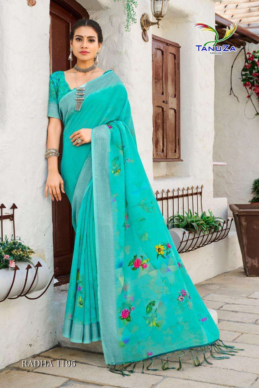 Tanuza Fashion Radha Cotton Linen With Zari Border Weaving S...