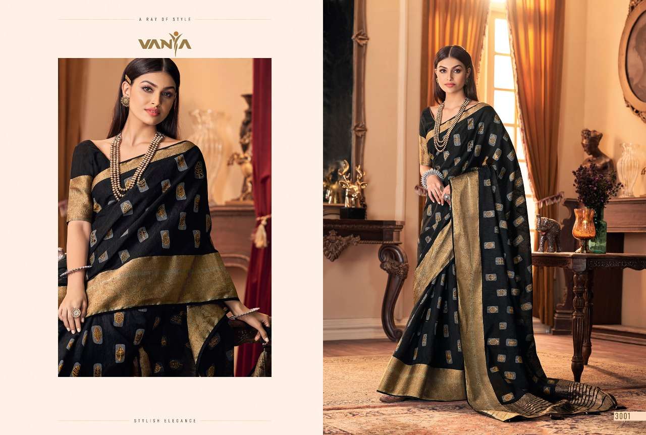 Vanya 3000 Series Jacquard With Digital Print Sarees 3001