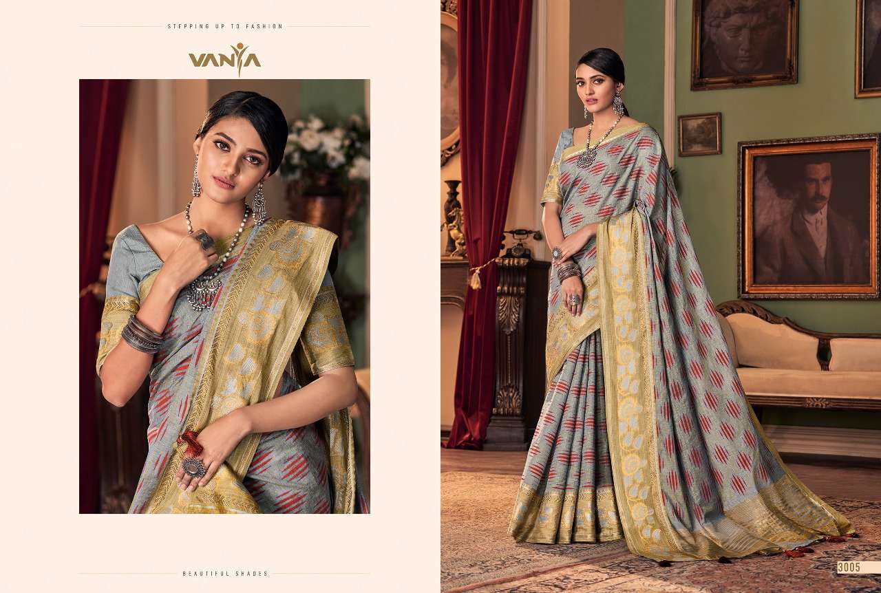 Vanya 3000 Series Jacquard With Digital Print Sarees 3005