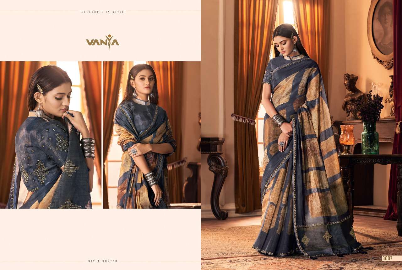 Vanya 3000 Series Jacquard With Digital Print Sarees 3007