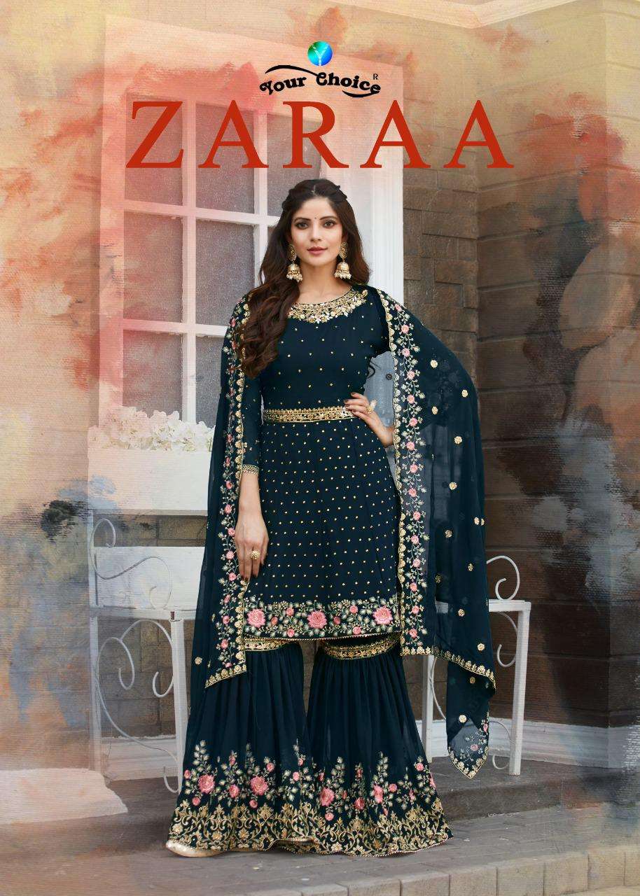 Your Choice Zaraa Georgette With Embroidery Work Sharara Sui...