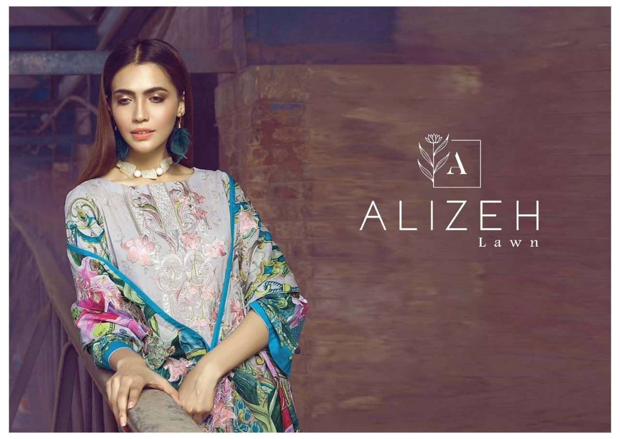 Alizeh Lawn fancy Lawn Print Pakistani style Dress Material ...
