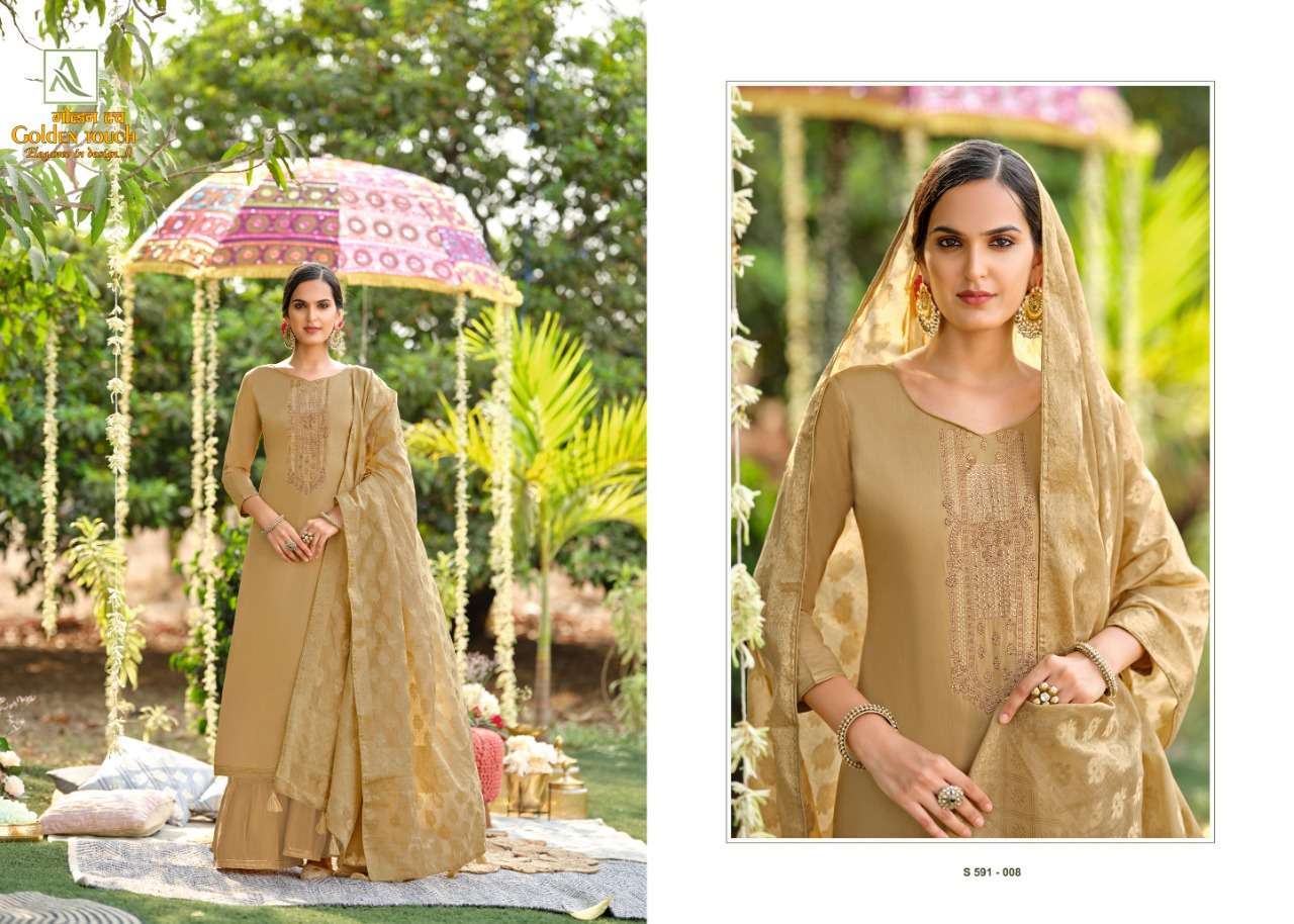 Alok Suits Golden Touch Pure Jam Cotton Dyed With Swarovski ...