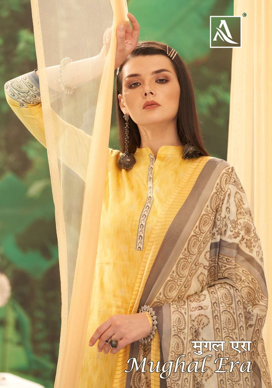 Alok Suits Mughal Era Pure Jam Designer Gold Print Dress Mat...