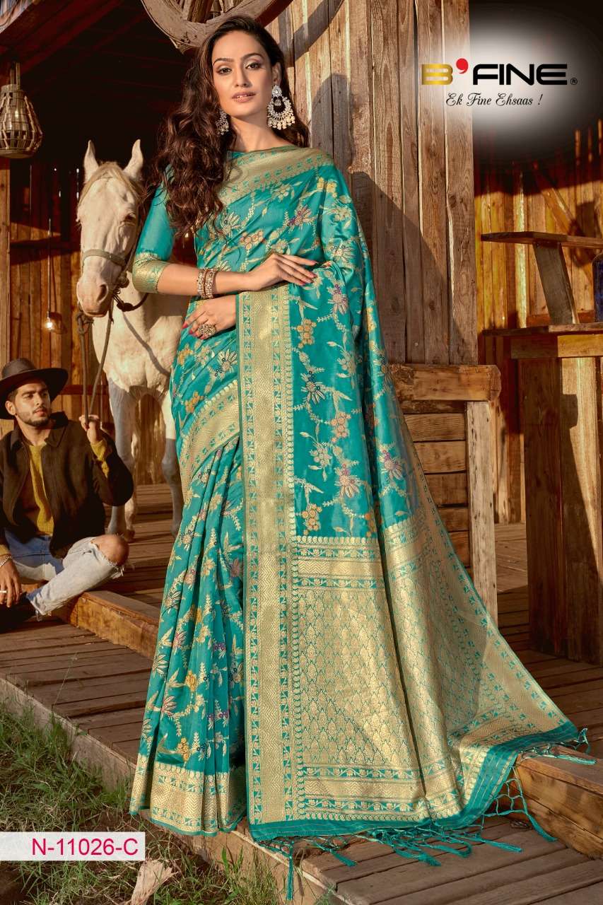B FINE ART OF ZARI  soft silk party wear saree collection 07