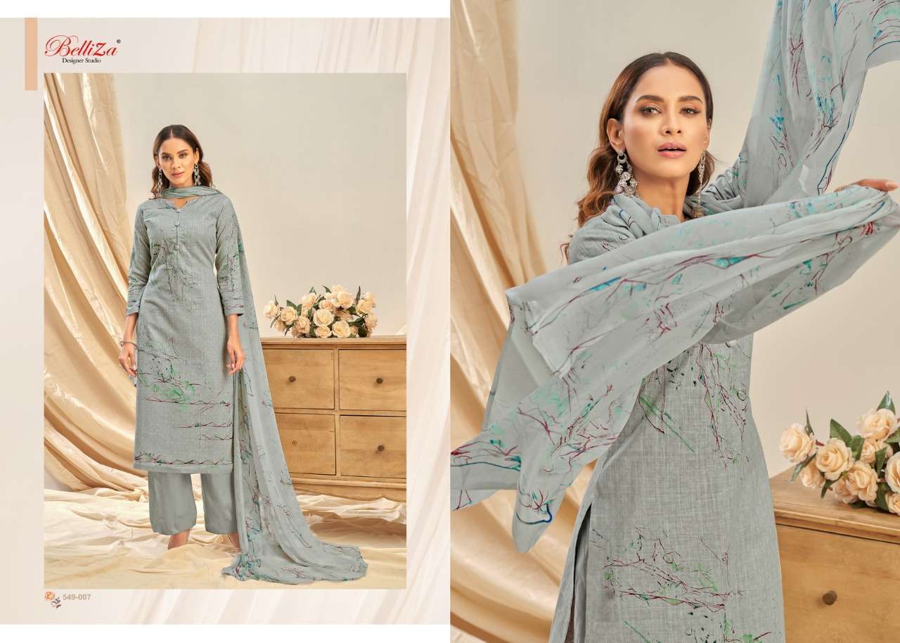 Belliza Designer Studio Rukhsar Cotton Linen With Digital Pr...