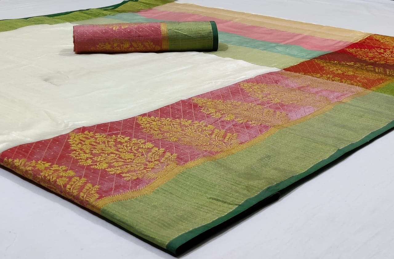 Cotton silk  Saree with zari Border or jacquard butta with b...