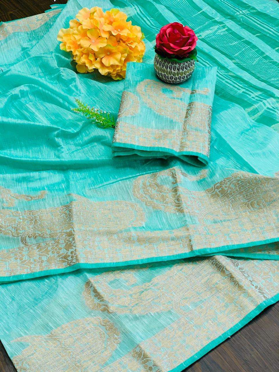 Cotton Silk Vol 8 Cotton Linen Weaving Border Sarees Collect...