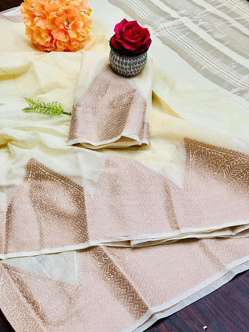 Cotton Silk Vol 8 Cotton Linen Weaving Border Sarees Collect...