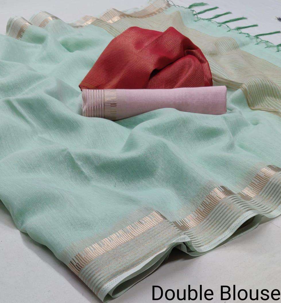 cotton silk with double blouse regular wear saree collection...