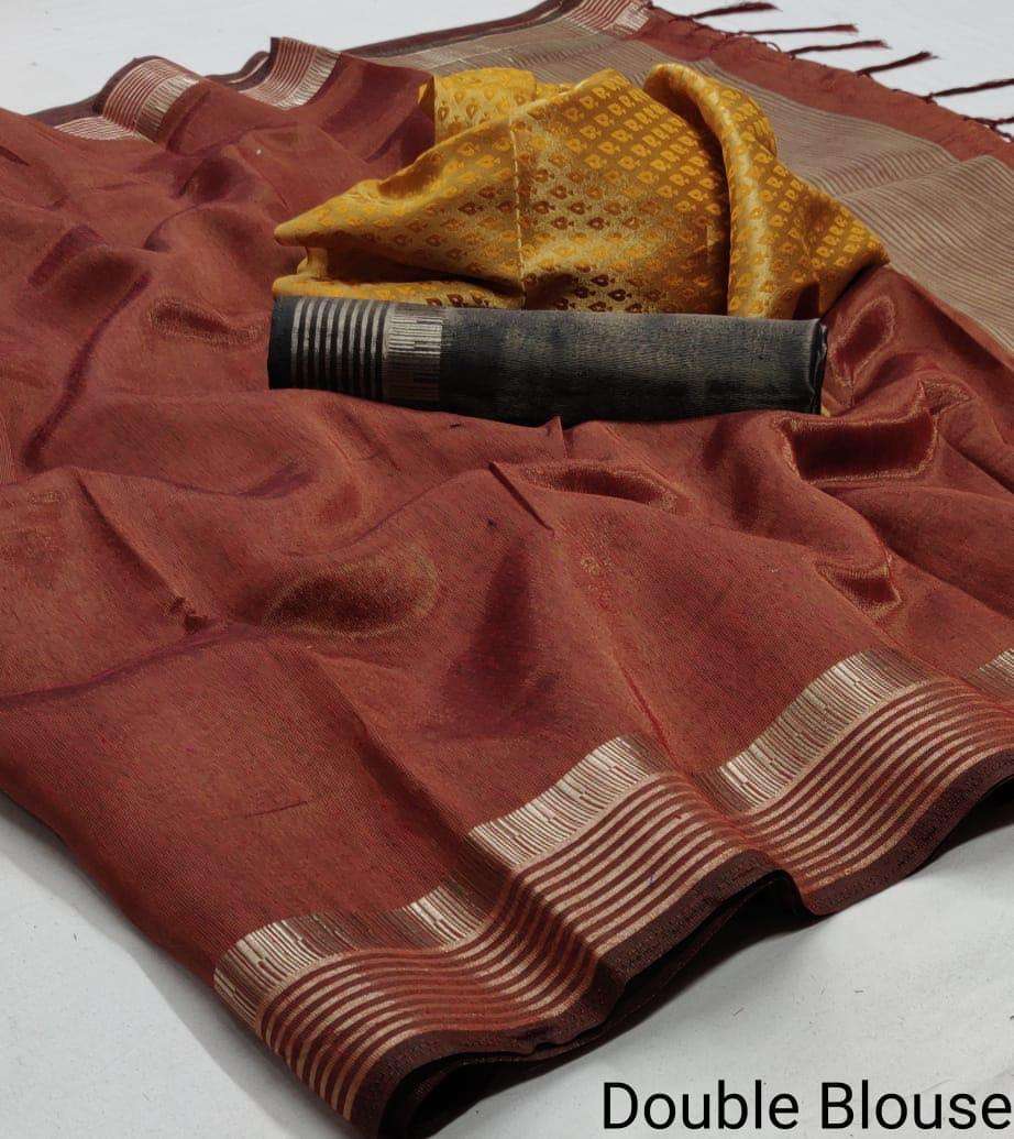 cotton silk with double blouse regular wear saree collection...