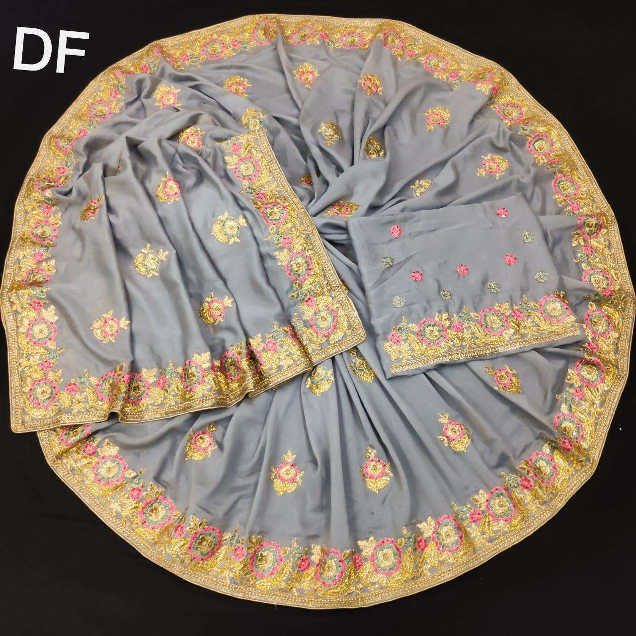 Df 4024 Vichitra Silk Georgette With Multi Embroidery Zari W...