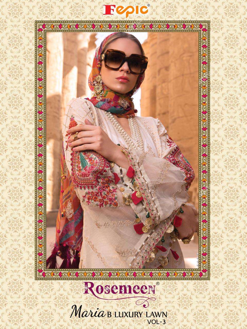 Fepic Rosemeen Maria B Luxury Lawn Vol 3 Cotton With Embroid...