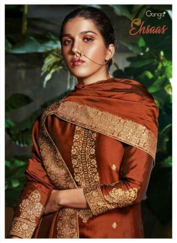 Ganga Ehsaas Pure Bemberg Silk jacquard With hand work Dress...