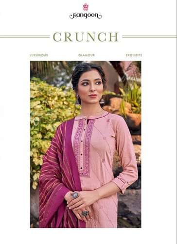 Kessi fabric Rangoon Crunch Viscose with Heavy Embroidery Se...