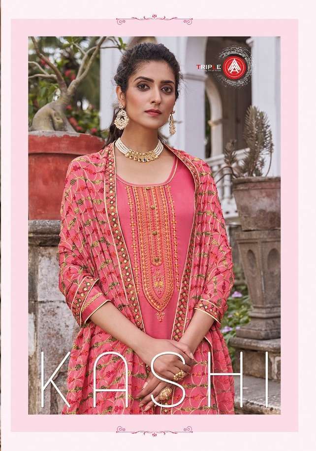 Kessi Fabrics Triple A Kashi Jam Silk With Embroidery Work D...