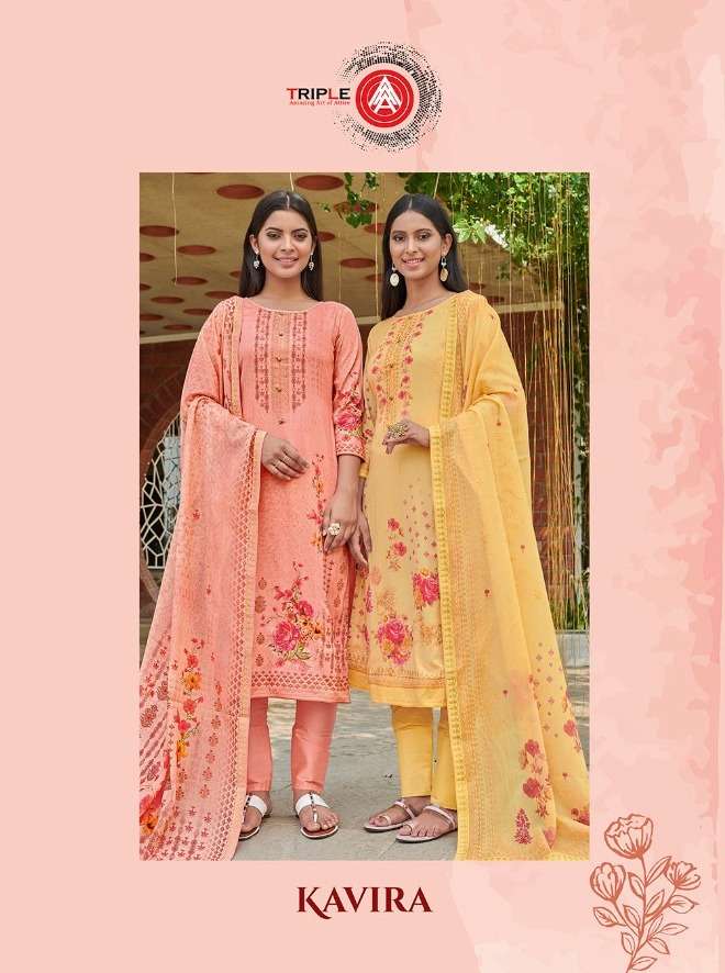 Kessi fabrics Triple A Kavira Cotton Satin Digital Print Wit...
