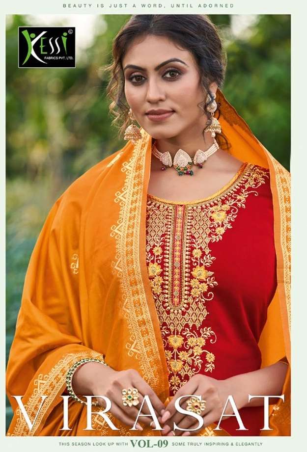 Kessi Fabrics Virasat Vol 9 Jam Silk Khatli Work Dress Mater...