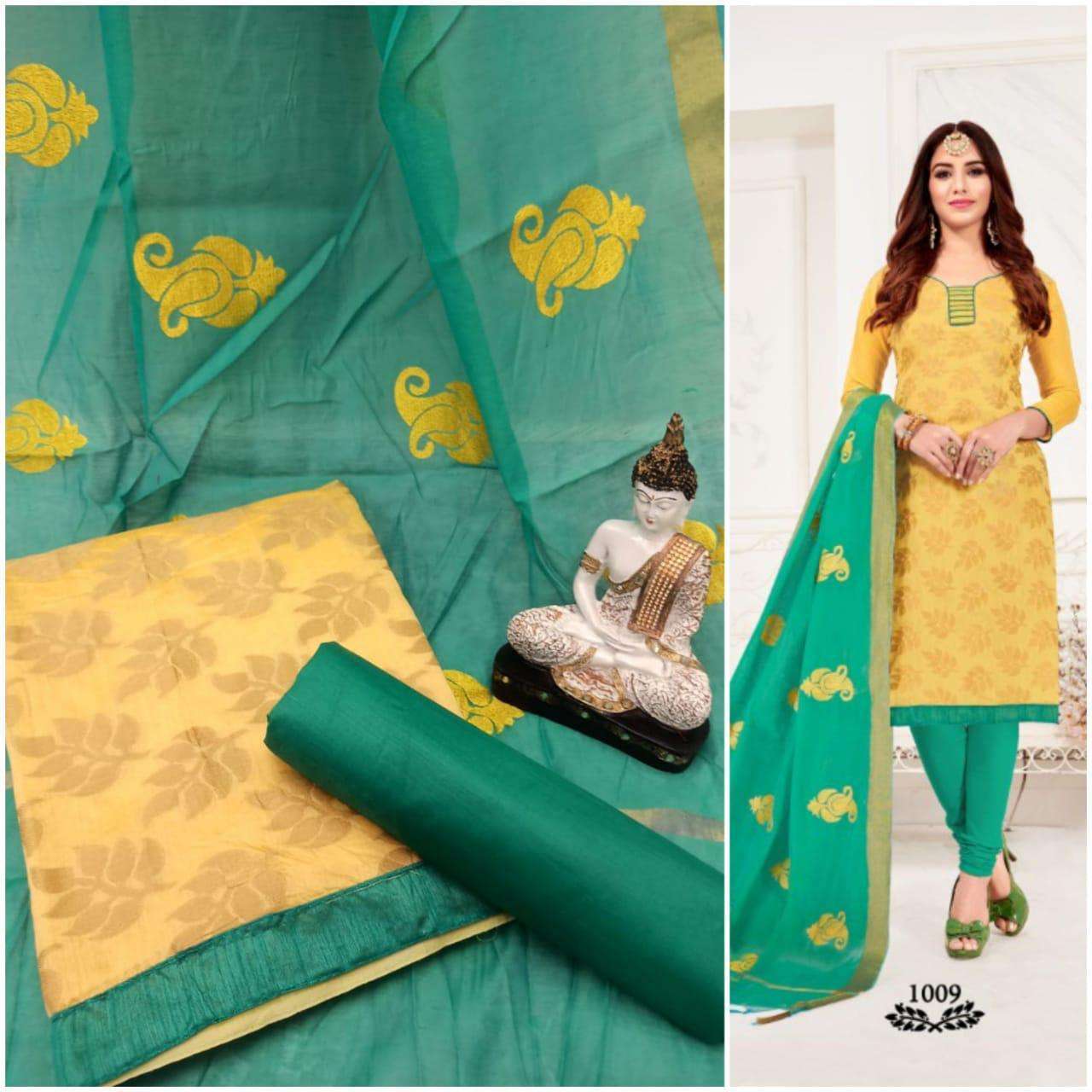 Latest Chanderi Jacquard With Work Dupatta Dress Material Co...