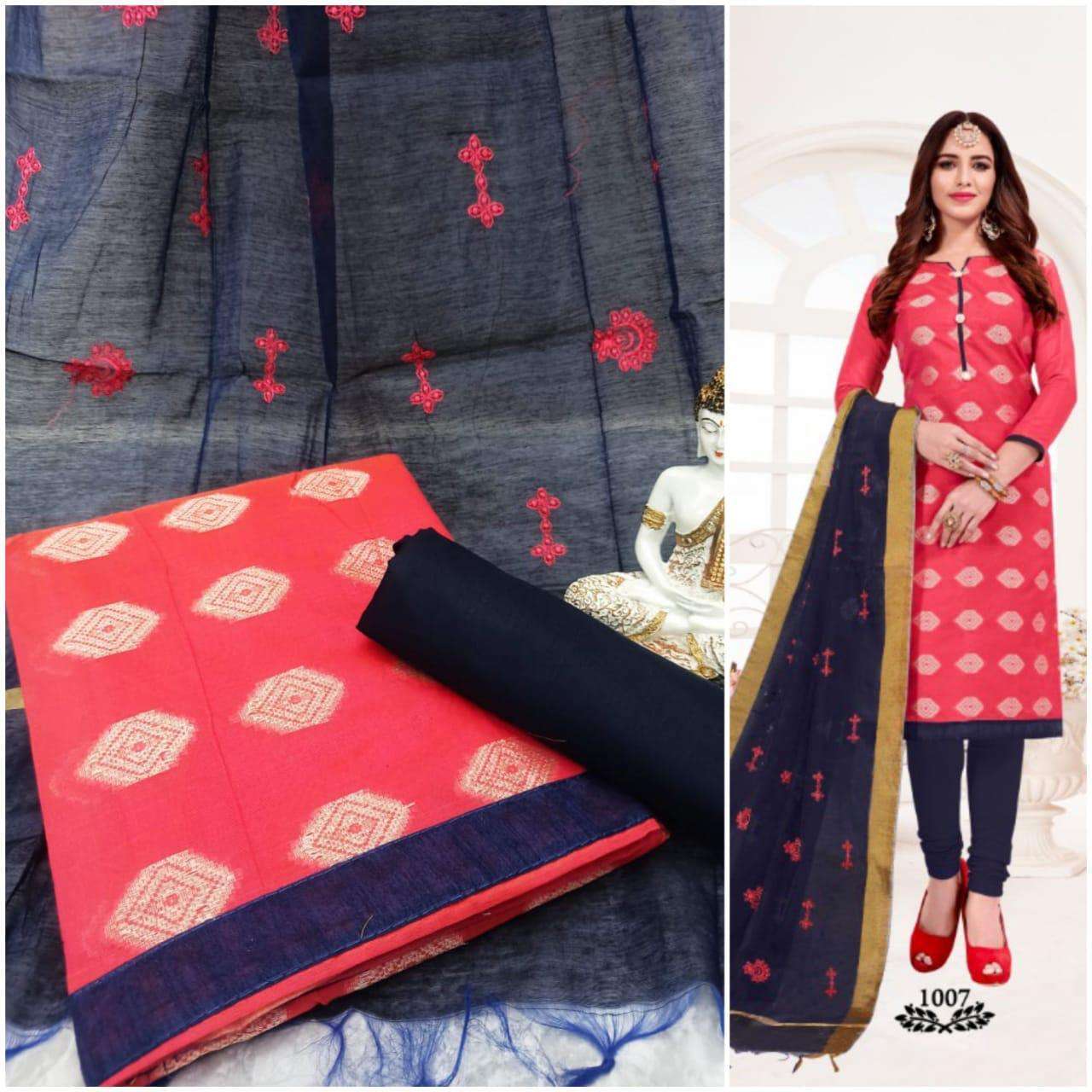 Latest Chanderi Jacquard With Work Dupatta Dress Material Co...
