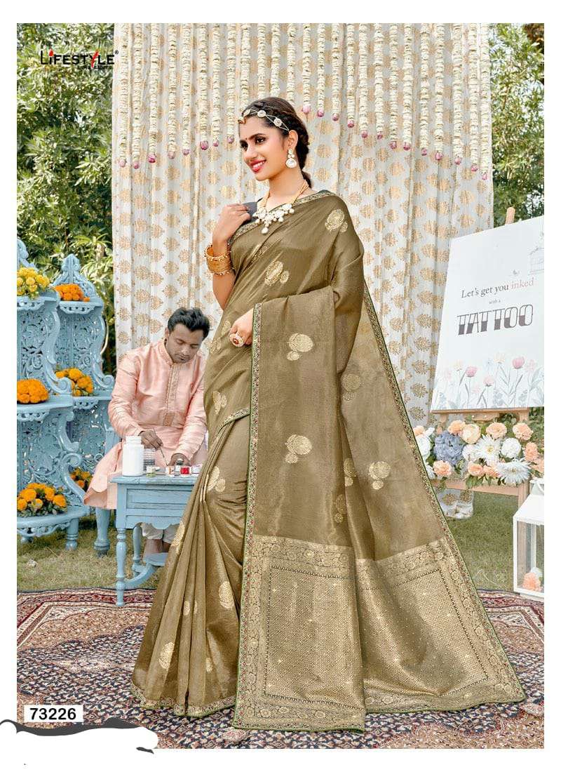 life styles fency tissue with rich pallu saree collection 01