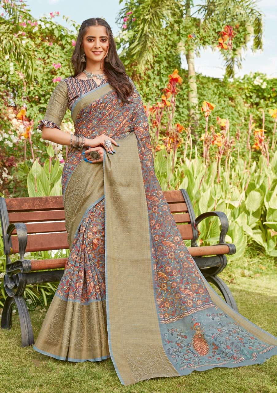  Linen silk with digital print saree collection 04