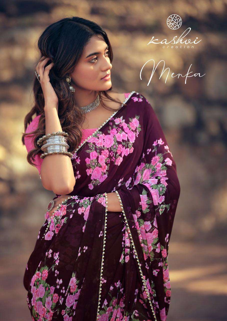 LT Fabrics Kashvi Menka Georgette With Printed Lace Border S...