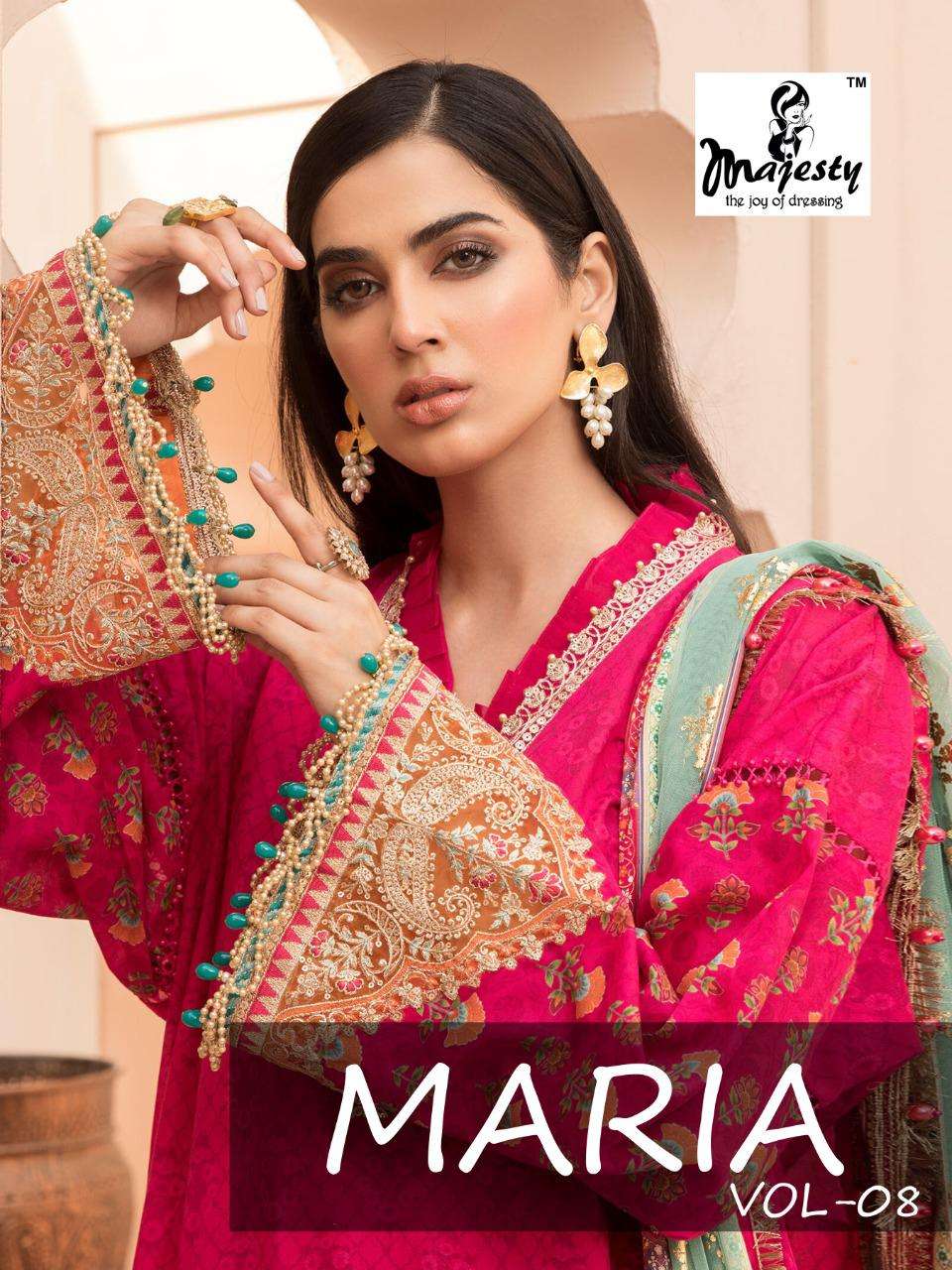 Majesty Maria B Vol 8 Jam silk Cotton With Patch Embroidery ...